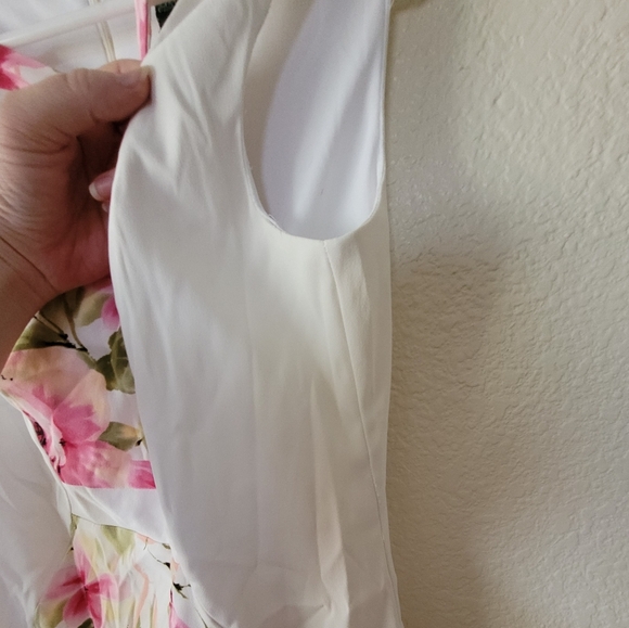 Connected Apparel Floral Pink and Green Sheath Midi Dress Size 8 - Picture 4 of 10